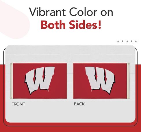 Wisconsin Badgers College Sports Printed Flag - NCAA Licensed - Super Polyester - Single-Sided 4' x 6' School Banner (Red, White) in Saudi Arabia