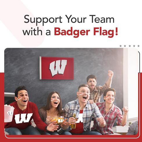 Wisconsin Badgers College Sports Printed Flag - NCAA Licensed - Super Polyester - Single-Sided 4' x 6' School Banner (Red, White) in Saudi Arabia