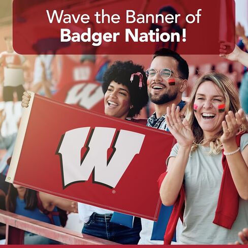 Wisconsin Badgers College Sports Printed Flag - NCAA Licensed - Super Polyester - Single-Sided 4' x 6' School Banner (Red, White) in Saudi Arabia
