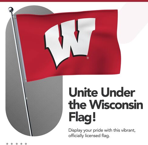 Wisconsin Badgers College Sports Printed Flag - NCAA Licensed - Super Polyester - Single-Sided 4' x 6' School Banner (Red, White) in Saudi Arabia