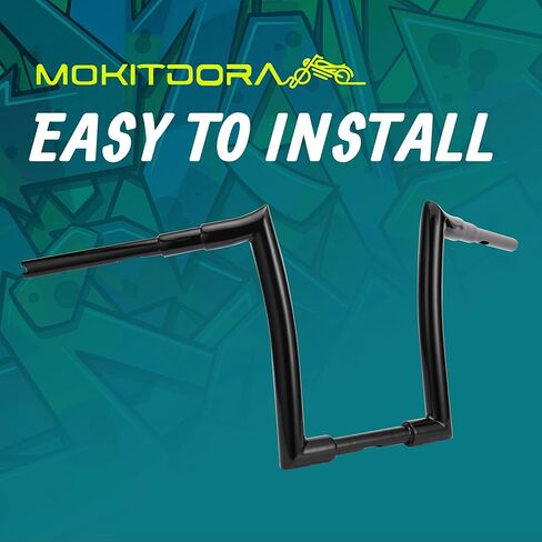 MoKitDora Sportster Dyna Softail 12" Rise Ape Hangers 1.5" Fat 1" Clamp Meathook Handlebar Z Bars for Harley XL 883/1200,1994-up Road King & 1998-2013 Road Glide، أسود لامع in Kuwait