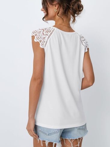 AUTOMET Womens Tops Casual Dressy Lace Summer Tops 2025 Cap Sleeve T Shirts Cute Basic Trendy Fashion Spring Outfits in Kuwait