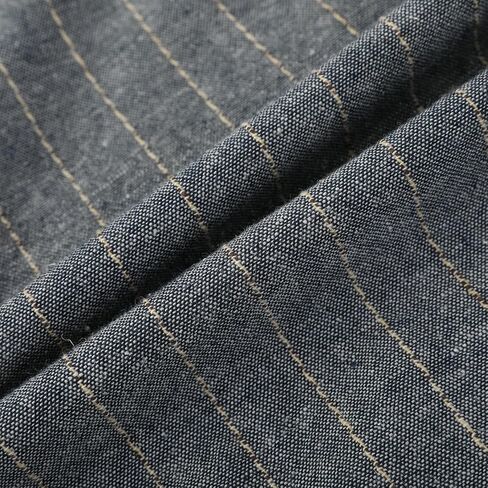 Men's Long Sleeve Button Down Shirt Striped Casual Cotton Linen Business Dress Shirts in Saudi Arabia