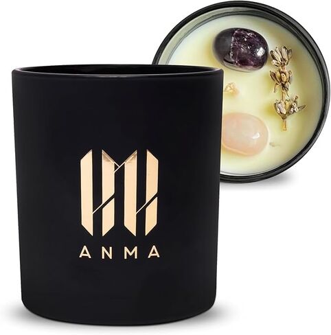 ANMA Luxury Candles Bundle - Ocean Breeze, Pink Champagne & One Night in Medellin Fragrances - Handcrafted Soy Wax Candles with Precious Stones & Botanicals - 150 Hours of Aromatherapy Bliss in Saudi Arabia