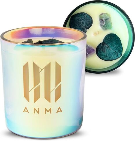 ANMA Luxury Candles Bundle - Ocean Breeze, Pink Champagne & One Night in Medellin Fragrances - Handcrafted Soy Wax Candles with Precious Stones & Botanicals - 150 Hours of Aromatherapy Bliss in Saudi Arabia