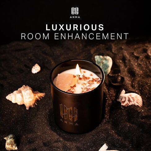 ANMA Luxury Candles Bundle - Ocean Breeze, Pink Champagne & One Night in Medellin Fragrances - Handcrafted Soy Wax Candles with Precious Stones & Botanicals - 150 Hours of Aromatherapy Bliss in Saudi Arabia