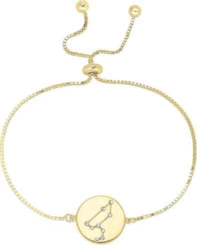 Zodiac Sterling Silver Crystal Bracelet with 9 Inch Adjustable Chain Birthmonth Bracelet - Jewelry Gift for Womens - Birthday, Wedding, and Anniversary in Kuwait