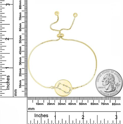 Zodiac Sterling Silver Crystal Bracelet with 9 Inch Adjustable Chain Birthmonth Bracelet - Jewelry Gift for Womens - Birthday, Wedding, and Anniversary in Kuwait