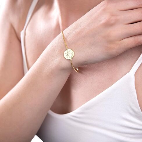Zodiac Sterling Silver Crystal Bracelet with 9 Inch Adjustable Chain Birthmonth Bracelet - Jewelry Gift for Womens - Birthday, Wedding, and Anniversary in Kuwait