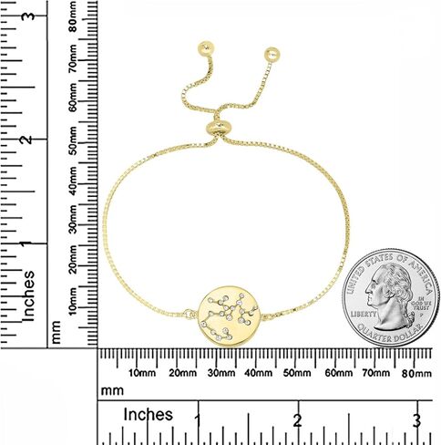 Zodiac Sterling Silver Crystal Bracelet with 9 Inch Adjustable Chain Birthmonth Bracelet - Jewelry Gift for Womens - Birthday, Wedding, and Anniversary in Kuwait