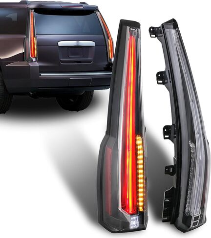 Red Clear Tail Lights Assembly LED Compatible for 4th Gen 2015-2020 GMC Yukon Rear Lamp Taillight 6 Holes 6 Pins with Amber Turn Signal (Set of 2) in Kuwait