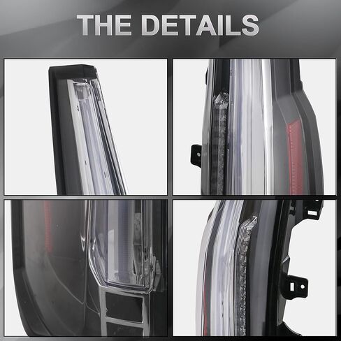 Red Clear Tail Lights Assembly LED Compatible for 4th Gen 2015-2020 GMC Yukon Rear Lamp Taillight 6 Holes 6 Pins with Amber Turn Signal (Set of 2) in Kuwait