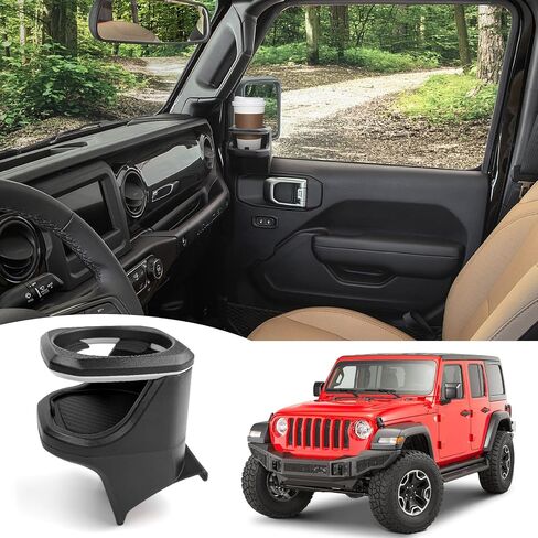 Cup Holder Fit for 2018-2024 Jeep Wrangler JL JLU 4XE/Gladiator JT Accessories, Door Cup Holders for Jeep Gladiator 2020-2024&Jeep Wrangler 2018-2024(Not fit 2 Doors) (Rear Row, Left+Right) in Saudi Arabia