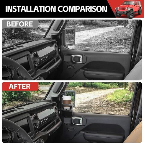 Cup Holder Fit for 2018-2024 Jeep Wrangler JL JLU 4XE/Gladiator JT Accessories, Door Cup Holders for Jeep Gladiator 2020-2024&Jeep Wrangler 2018-2024(Not fit 2 Doors) (Rear Row, Left+Right) in Saudi Arabia