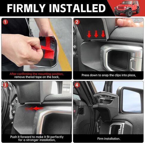Cup Holder Fit for 2018-2024 Jeep Wrangler JL JLU 4XE/Gladiator JT Accessories, Door Cup Holders for Jeep Gladiator 2020-2024&Jeep Wrangler 2018-2024(Not fit 2 Doors) (Rear Row, Left+Right) in Saudi Arabia