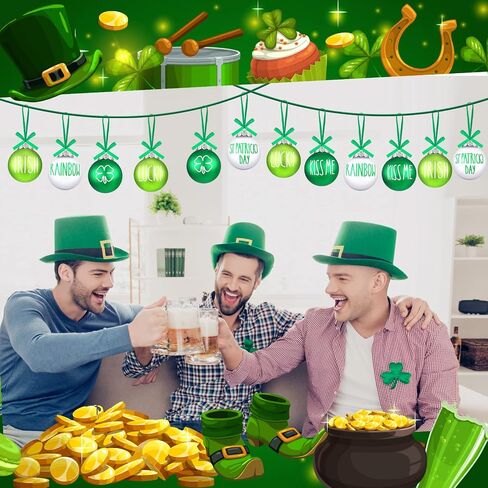 Jetec 24 قطعة من زخارف كرة عيد القديس باتريك مقاس 2.36 بوصة، زخارف أيرلندية باللون الأخضر والأبيض، زخارف شجرة النفل المعلقة، زخارف شجرة عيد القديس باتريك، زخارف شامروك للمنزل، ديكور حفلات شجرة عيد الميلاد in Saudi Arabia