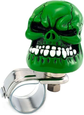 Skull Car Steering Knob Suicide Wheel Spinner, Big Teeth Skeleton Style Car Power Handle Grip Knobs Fit Most Manual Automatic Vehicles, Green in Kuwait