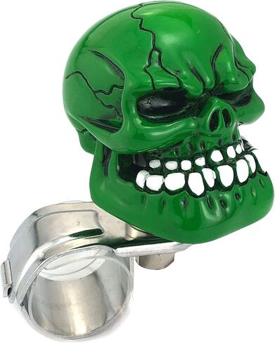 Skull Car Steering Knob Suicide Wheel Spinner, Big Teeth Skeleton Style Car Power Handle Grip Knobs Fit Most Manual Automatic Vehicles, Green in Kuwait