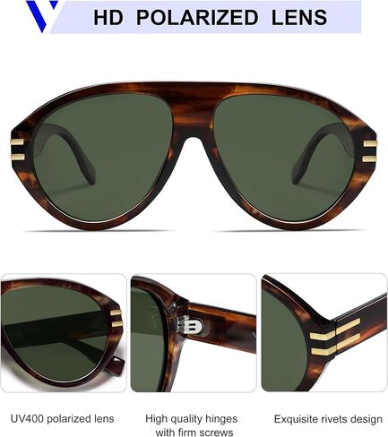 VANLINKER Oversized Retro Aviator Sunglasses Womens Mens Polarized Trendy 70s Vintage Sun Glasses VL9810 in Saudi Arabia