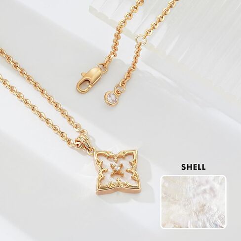LOYATA Gold Clover Necklace for Women 14K Gold Plated Cubic Zirconia Four Leaf Clover Necklace Lucky Charm Dainty Simple Gold Pendant Necklace for Women Jewelry in Saudi Arabia