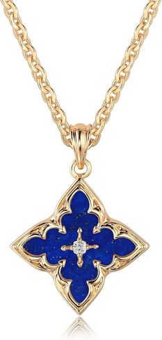 LOYATA Gold Clover Necklace for Women 14K Gold Plated Cubic Zirconia Four Leaf Clover Necklace Lucky Charm Dainty Simple Gold Pendant Necklace for Women Jewelry in Kuwait