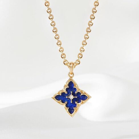 LOYATA Gold Clover Necklace for Women 14K Gold Plated Cubic Zirconia Four Leaf Clover Necklace Lucky Charm Dainty Simple Gold Pendant Necklace for Women Jewelry in Kuwait