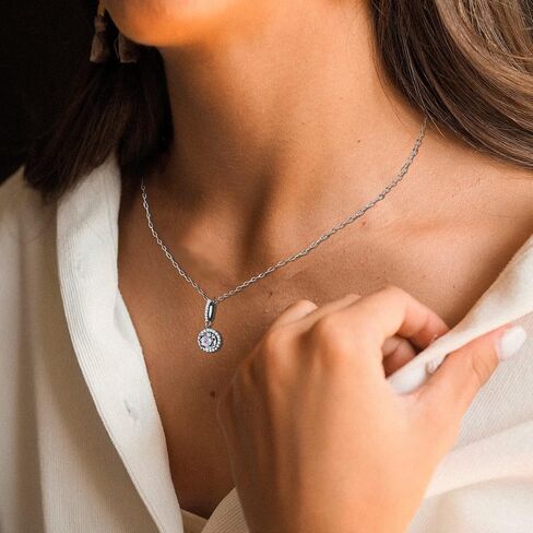 925 Sterling Silver Cubic Zirconia Pendant Necklace Fashion Hypoallergenic Jewelry Gifts For Women in Saudi Arabia