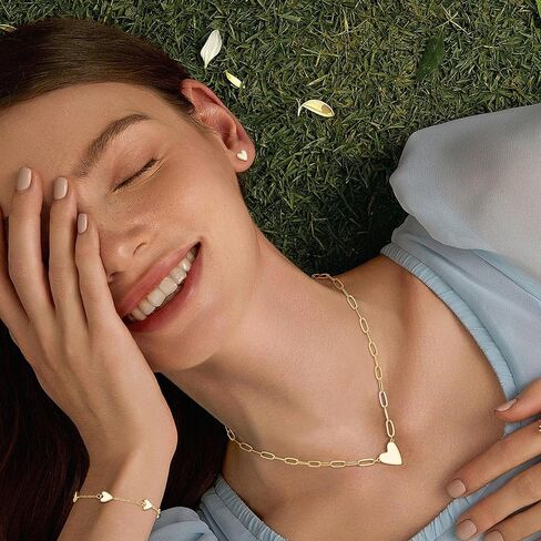 ORAZIO Jewelry Set for Women,Hypoallergenic 14K Gold Plated Pink/Black/Blue/White Heart Jewelry Set Trendy Heart Pendant Necklace Heart Charm Bracelet Cute Heart Earring Studs Dainty Women's Jewelry Sets Gift in Kuwait