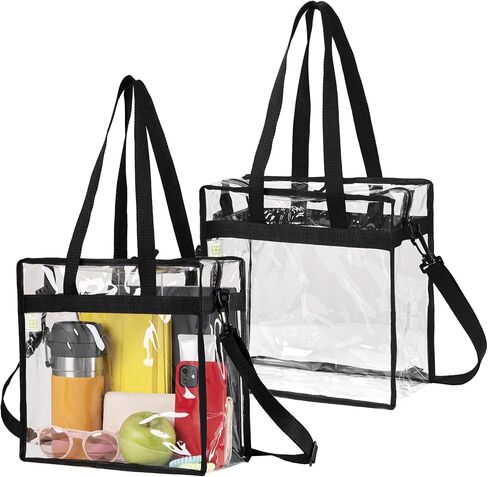 VENO Clear bags Stadium Approved Clear Tote Bag with Zipper Closure Crossbody Messenger Shoulder Bag with Adjustable Strap (Set of 1) in Kuwait