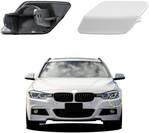 غطاء غطاء فوهة غسالة المصباح الأمامي للسيارة متوافق مع BMW 3 F30 320 323 330 335 M-Sport 2013 2014 2015 2016 2017 2018 غطاء تنظيف المصباح الأمامي 51118056613 51118054179 غطاء رذاذ الماء in Kuwait