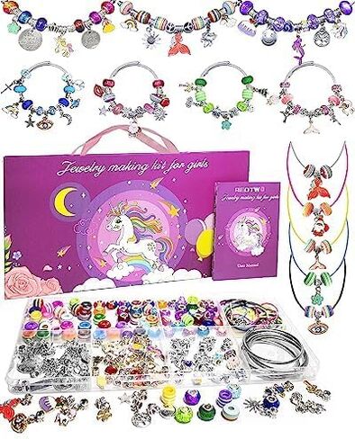 Redtwo Charm Bracelet Making Kit for Girls, Toys Jewelry Making Kit for Girls 8-12 Unicorn Gifts for Teen Girls Age 6-8, Arts and Crafts for Kids Ages 6 7 8 9 10 11 12 13 Birthday in Saudi Arabia