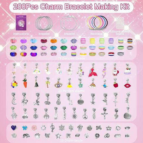 Redtwo Charm Bracelet Making Kit for Girls, Toys Jewelry Making Kit for Girls 8-12 Unicorn Gifts for Teen Girls Age 6-8, Arts and Crafts for Kids Ages 6 7 8 9 10 11 12 13 Birthday in Saudi Arabia