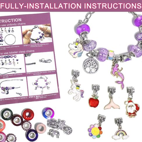 Redtwo Charm Bracelet Making Kit for Girls, Toys Jewelry Making Kit for Girls 8-12 Unicorn Gifts for Teen Girls Age 6-8, Arts and Crafts for Kids Ages 6 7 8 9 10 11 12 13 Birthday in Saudi Arabia