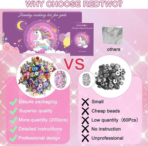 Redtwo Charm Bracelet Making Kit for Girls, Toys Jewelry Making Kit for Girls 8-12 Unicorn Gifts for Teen Girls Age 6-8, Arts and Crafts for Kids Ages 6 7 8 9 10 11 12 13 Birthday in Saudi Arabia