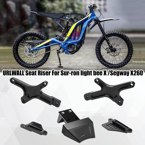 طقم رفع تعليق مقعد الجسم، موسعات المقعد، رافعة الإطار الفرعي لـ Sur Ron Light Bee X وS Segway X160 X260، دعامة رفع مقعد متينة مضادة للصدأ من الألومنيوم CNC لأجزاء Surron (أسود) in Kuwait