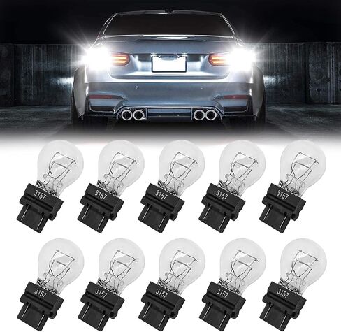 3157 Light Bulb 10 Pack, 3157 Automotive Brake Light Turn 3157 Miniature Bulb Mini Bulb Taillight Turn Signal Light, Plastic Base,Replacement for Cars,Trucks,SUVs (White) in Kuwait
