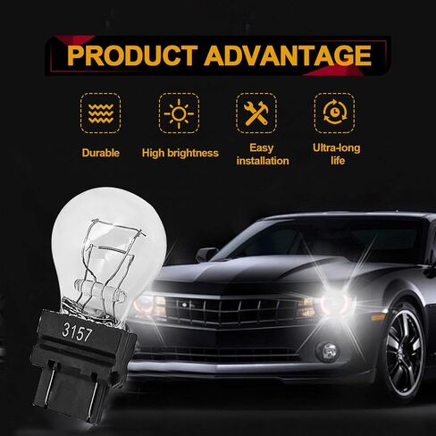 3157 Light Bulb 10 Pack, 3157 Automotive Brake Light Turn 3157 Miniature Bulb Mini Bulb Taillight Turn Signal Light, Plastic Base,Replacement for Cars,Trucks,SUVs (White) in Kuwait