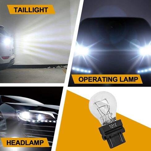 3157 Light Bulb 10 Pack, 3157 Automotive Brake Light Turn 3157 Miniature Bulb Mini Bulb Taillight Turn Signal Light, Plastic Base,Replacement for Cars,Trucks,SUVs (White) in Kuwait
