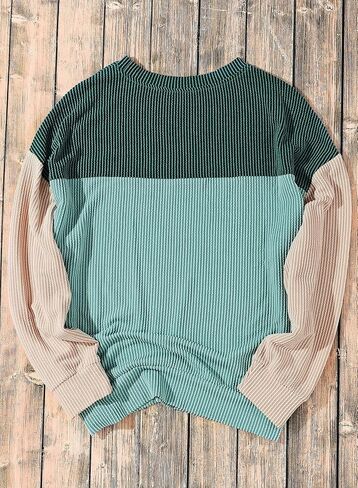 EVALESS Womens Long Sleeve Crewneck Shirts Tops Color Block Lightweight Oversized Loose Fit Top in Saudi Arabia