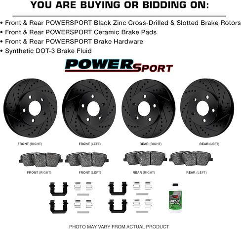 طقم مكابح ودوارات أمامية وخلفية رياضية باور سبورت | وسادات الفرامل الأمامية والخلفية| دوارات ومنصات الفرامل| وسادات ودوارات الفرامل السيراميكية | تناسب 2012-2018 Audi A6، A6 Quattro، A7، A8 Quattro in Kuwait