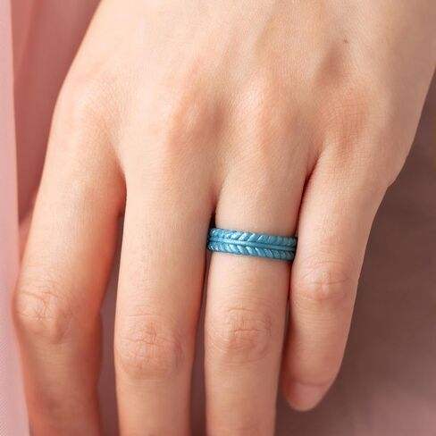 ThunderFit Silicone Wedding Rings for Women, Braided Pattern Engagement Bands 4.6mm Wide 2.2mm Thick - 1/8/9 Variety Multipack in Kuwait