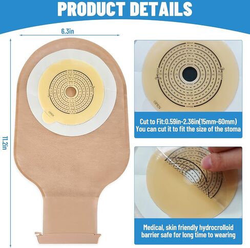 22 PCS Colostomy Bags, One Piece Drainable Ostomy Pouch with Closure Ostomy Bag with Hook and Loop Closure Ostomy Supplies for Stome Colostomy Supplies Ileostomy Supplies in Saudi Arabia