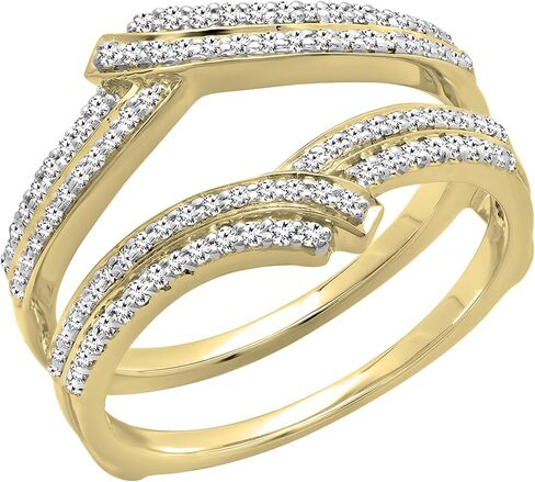 Dazzlingrock Collection 0.32 Cttw Round White Diamond Enhancer Guard Anniversary Ring for Her in 10K Solid Gold in Kuwait