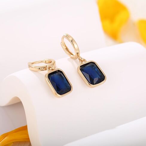 Birthstone Crystal Hoop Earrings, Gold Small Dainty Birthstone Drop Earrings Huggie Hoop for Wedding Birthday Everyday Wear in Saudi Arabia