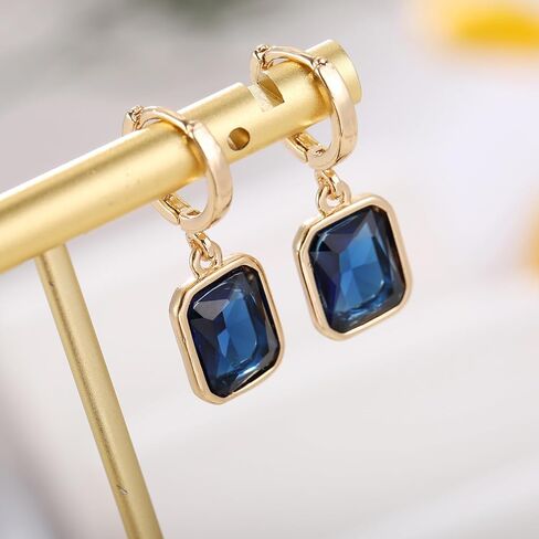 Birthstone Crystal Hoop Earrings, Gold Small Dainty Birthstone Drop Earrings Huggie Hoop for Wedding Birthday Everyday Wear in Saudi Arabia
