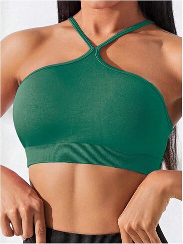 COZYEASE Women's Criss Cross Slim Fit Sports Cami Top Seamless Halter Crop Tee Shirt Tops Workout Tops in Saudi Arabia