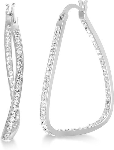 Wavy Oval 40mm Hoop Earrings for Women made with Faceted Crystals in Kuwait