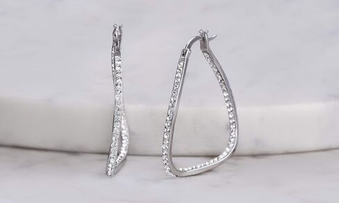 Wavy Oval 40mm Hoop Earrings for Women made with Faceted Crystals in Kuwait