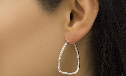 Wavy Oval 40mm Hoop Earrings for Women made with Faceted Crystals in Kuwait