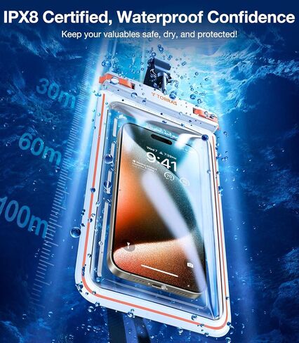 حقيبة هاتف TORRAS IPX8 مقاومة للماء عائمة، شاشة تحت الماء قابلة للمس، حافظة هاتف مقاومة للماء مع حبل لهاتف iPhone 15 Pro Max 14 13 12 Galaxy S24 Ultra S23 S22، حقيبة جافة للهاتف الخلوي 7.0، أسود in Kuwait